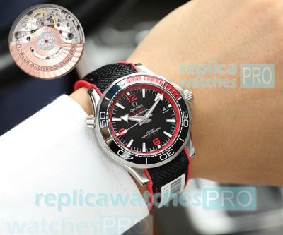 Omega Seamaster Copy Watch Red & Black Rubber Leather Watch Strap